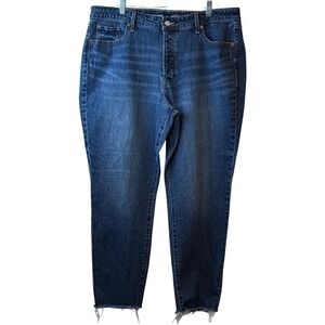 ✨Old Navy High Rise OG Denim Jeans Distressed Frayed Hem Dark Wash Size 18 #